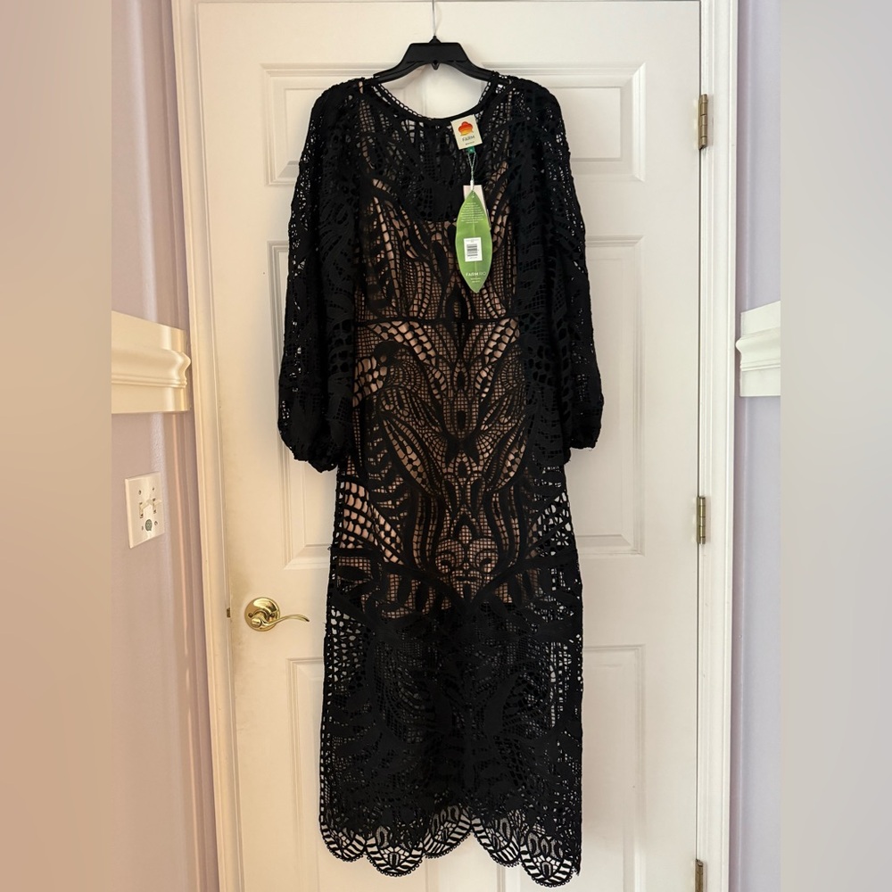 NWT Farm Rio Black Nature Guipure Midi Dress - XL - Picture 5 of 5